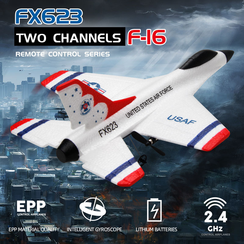 Rc Wing Glider - Nowy Fx623/F16 RC samolot dwukanałowy 2.4G
