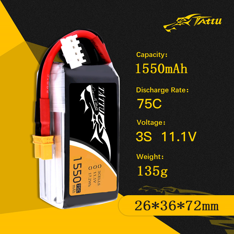 TATTU 3S 11.1V 1550mAh 75C bat – Drone Zll Rc recenzja i cena